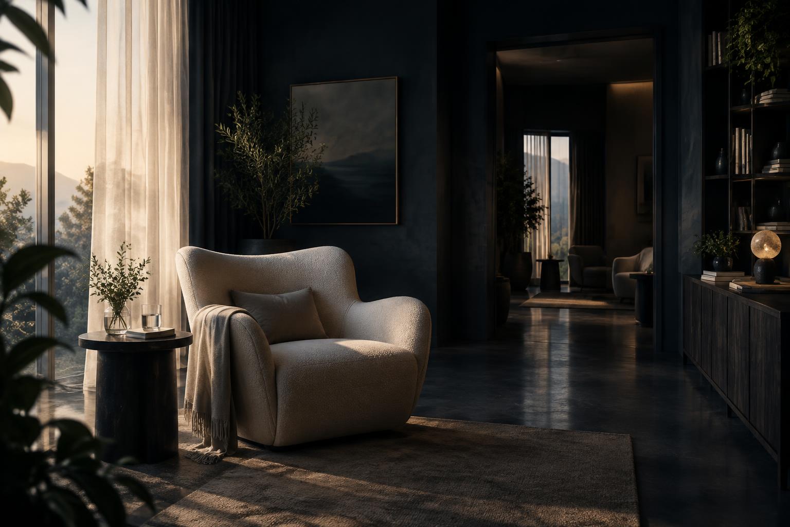 A quiet, sunlit lounge, illustrative of a calm treatment environment.